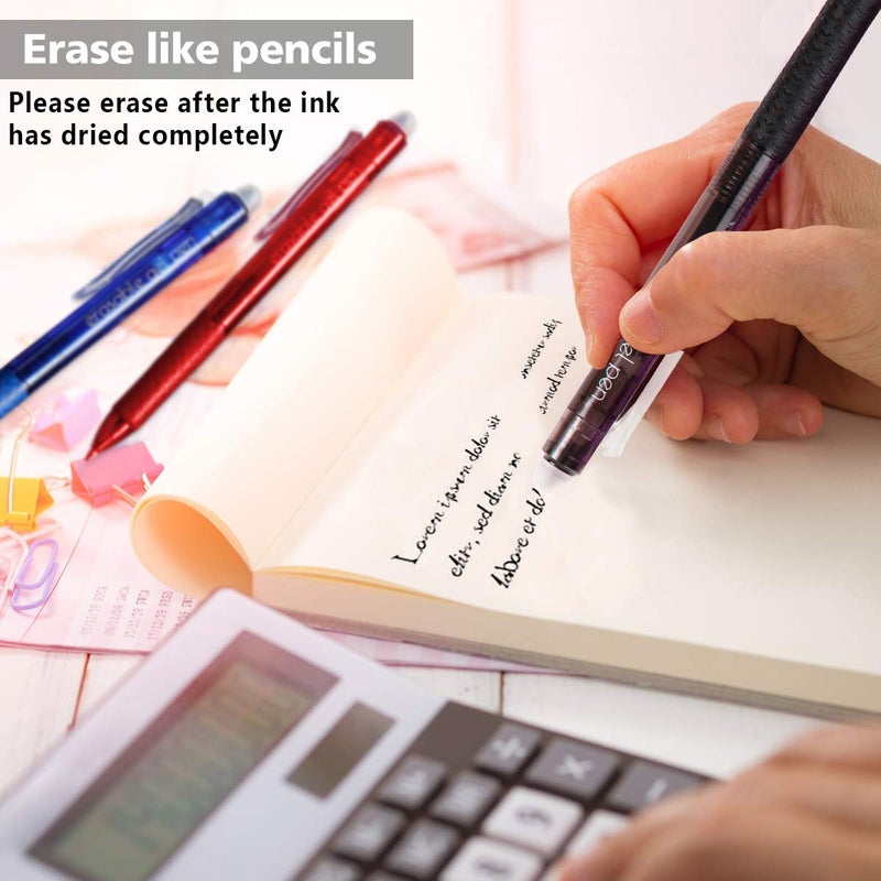 Lineon Erasable Gel Pens, 15 Pack Retractable Erasable Pens Clicker, Fine Point, Make Mistakes Disappear, 11 Black 2 Blue 2 Red Inks for Writing Planner and Crossword Puzzlesâ€¦ - Image 4